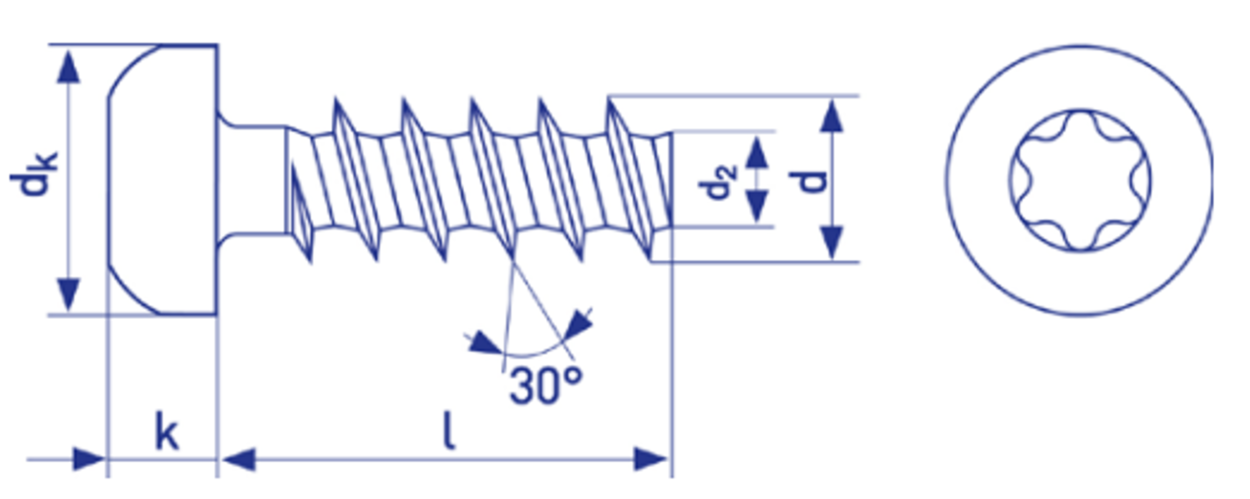 vis thermoplastique dessin tete ronde